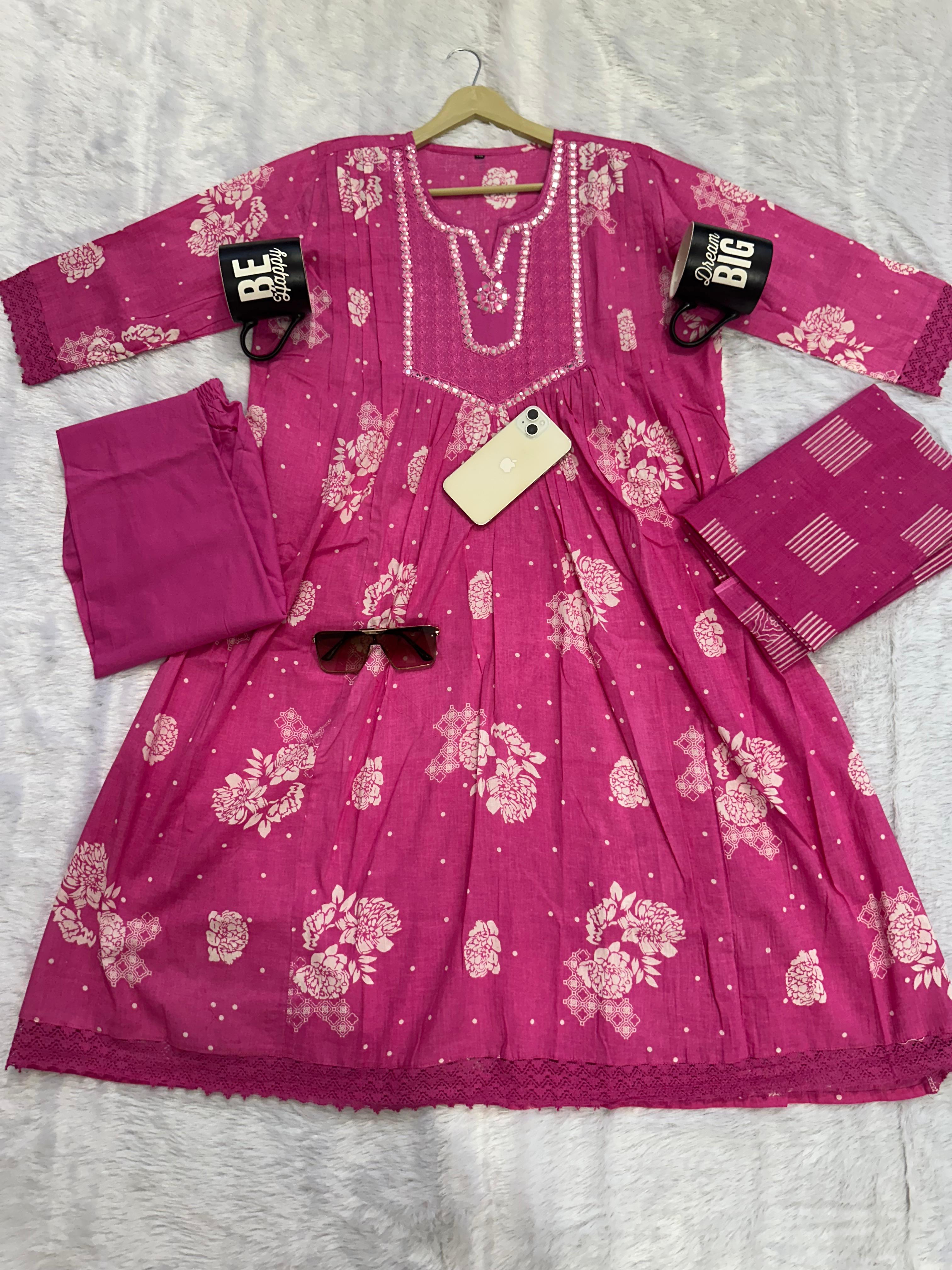 Indian Handmade stitched ready Printed cotton kantha kurtis set